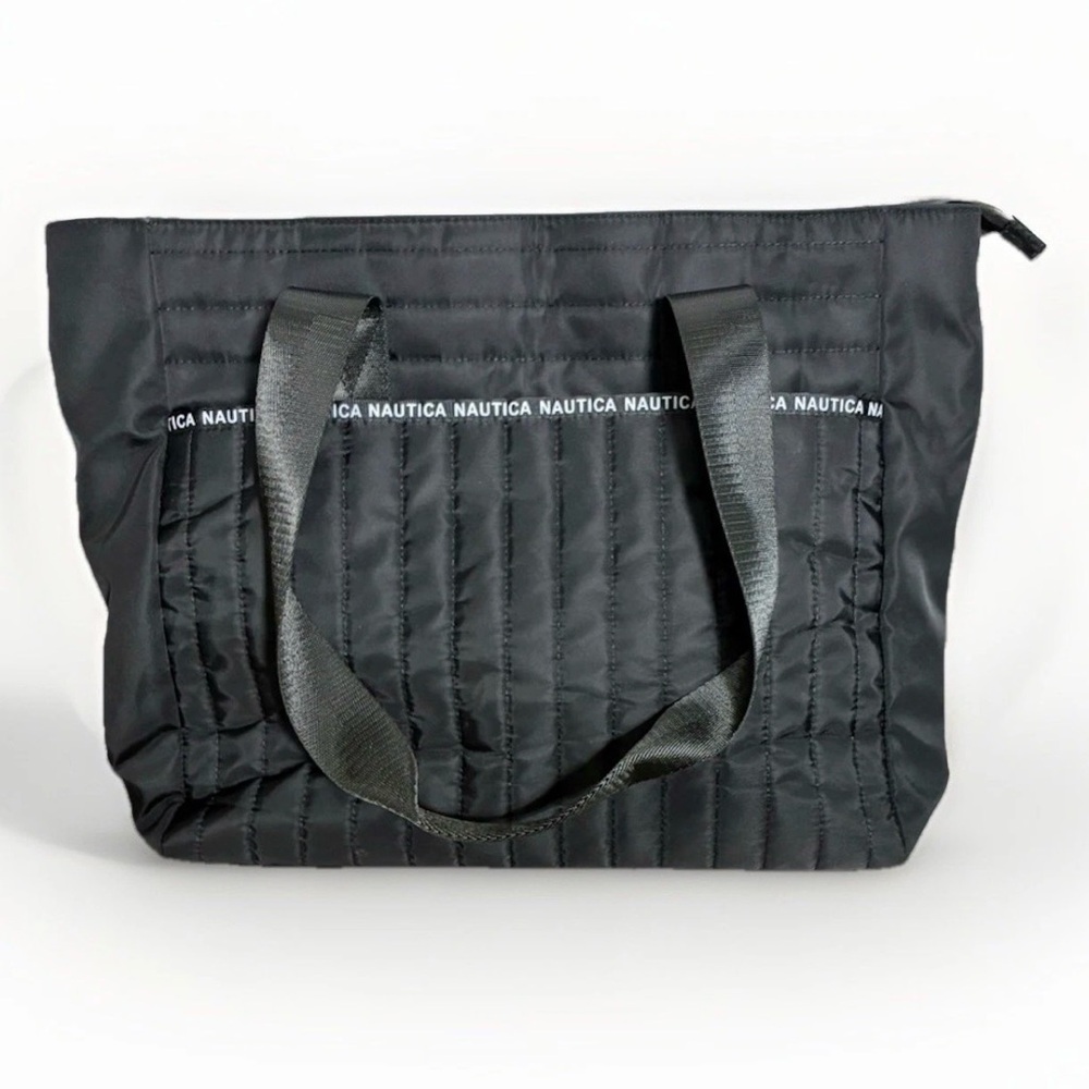 Nautica Black Quilted Bag with small matching zip pouch NWOT